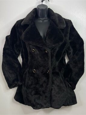 Rampage Out To Wear Vintage Faux Fur Double Breasted Peacoat Jacket Size L
